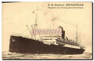 Postcard Old Ship Ship SS General Metzinger Messageries Maritimes