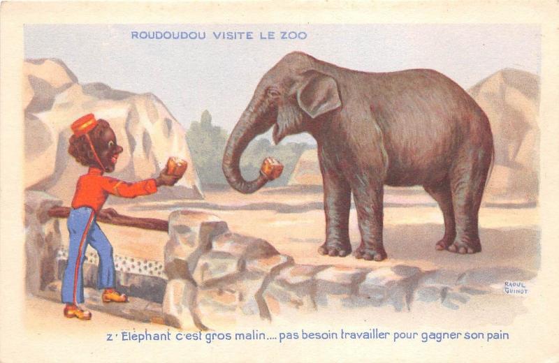 B86598 elephant  roudoudou visite le zoo  black americana types