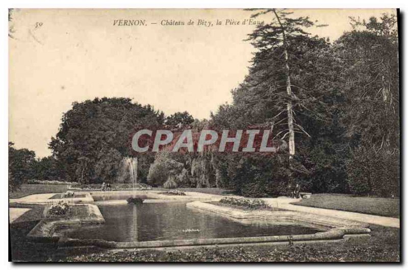 Postcard Old Vernon Chateau de Bizy the Piece d'Eau