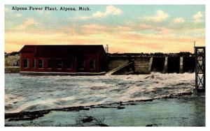 Postcard POWER PLANT SCENE Alpena Michigan MI AQ9319