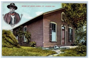 St. Joseph Missouri Postcard Home Jesse James Home Bandit Exterior c1910 Vintage