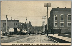 DIXON IL GALENA AVENUE LOOKING NORTH ANTIQUE POSTCARD