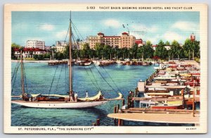 1938 Yacht Basin Serena Hotel Yacht Club St. Petersburg Florida Posted Postcard