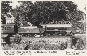 Southern School 922 Train at Bromley Station Real Photo Postcard