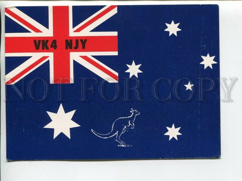 464572 1980 year Australia Brisbane kangaroo flag radio QSL card