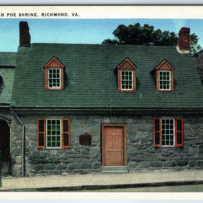 1920s Richmond VA Edgar Allen Poe Shrine Stone House Early Tichnor Linen PC A274