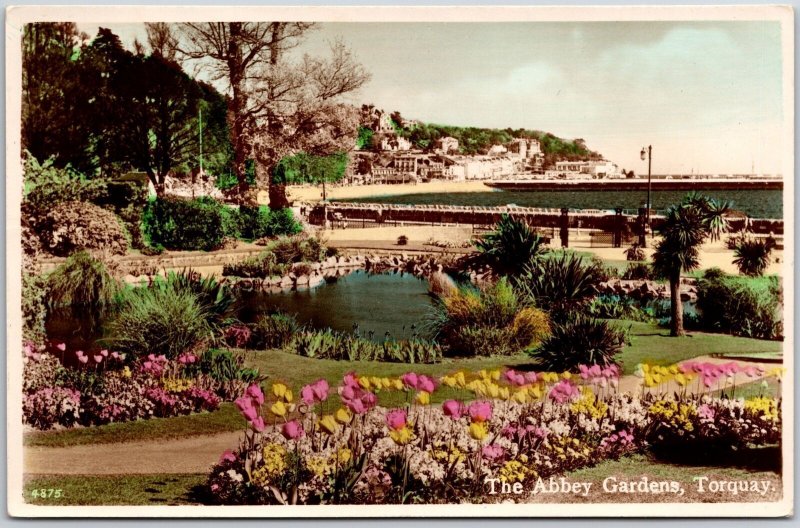The Abbey Gardens Torquay England United Kingdom RPPC Real Photo Postcard