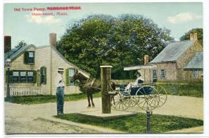 Old Town Pump Horse Buggy Slasconset Massachusetts 1910c postcard