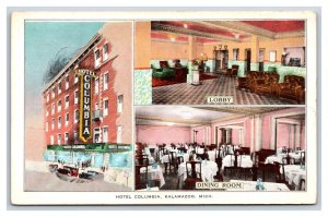 Hotel Columbia Multiview Kalamazoo Michigan MI UNP WB Postcard F21