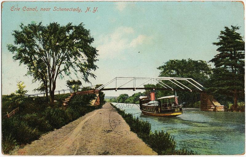 1908 Erie Canal Near Schenectady NY New York Ferry Steamboat RARE DB Postcard