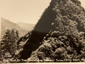 40s Top of the Chimneys Great Smoky Mountains TN Cline Photo RPPC Postcard