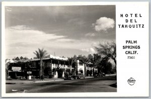 Palm Springs California 1940s RPPC Real Photo Postcard Hotel Del Tahquitz Cars