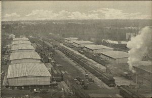 Camp Pike AR Warehouses RR Train c1915 Postcard