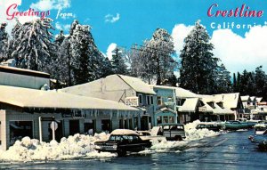 Crestline, California - Downtown view of the city in the Winter - c1950