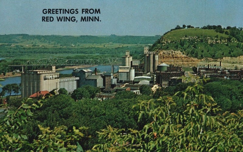 Vintage Postcard Red Wing Bluffs along Mississippi Waterway Minnesota Greetings