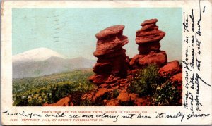 Pikes Peak And The Siamese Twins Garden Of The Gods Colorado Postcard C037