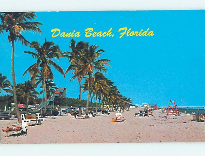 Unused Pre-1980 SCENE AT BEACH Dania Beach Florida FL M6620