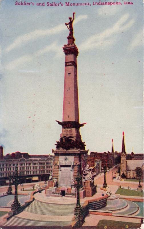 INDIANAPOLIS INDIANA SOLDIER'S AND SAILOR'S MONUMENT~MAJESTIC PUBL POSTCARD 1911