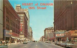 1960s 16th Street Orpheum Theater Marquee Omaha Nebraska Postcard 3403