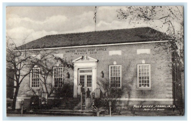 United States Post Office Building Franklin Ohio OH Unposted Vintage Postcard 