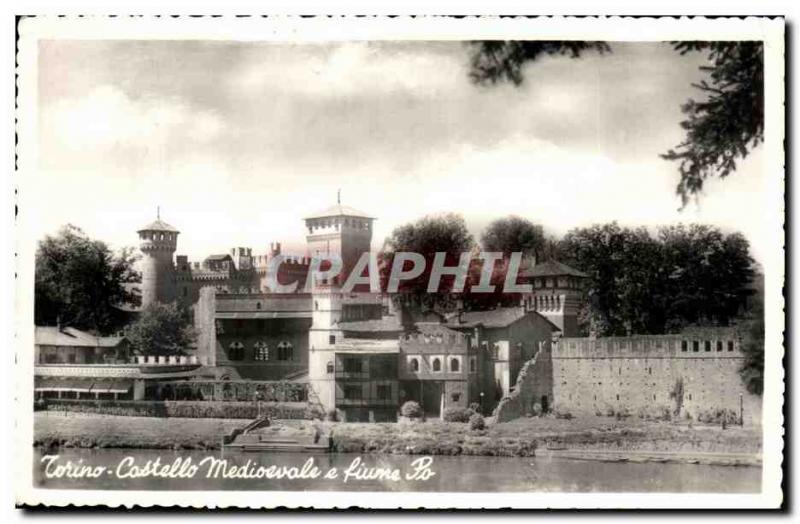 Old Postcard Torino Castello medioevalo e Fiume Po