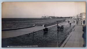 Cuba Postcard Morro From Malecon Beach View Havana c1910 Antique RPPC Photo
