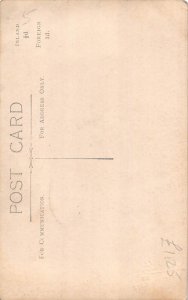 Real Photo Elegant Girl in Volant Dress Bow Hat Posing on Chair vintage postcard