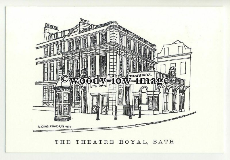 tq0701 - Sketch of the Theatre Royal in Bath, Somerset - Postcard