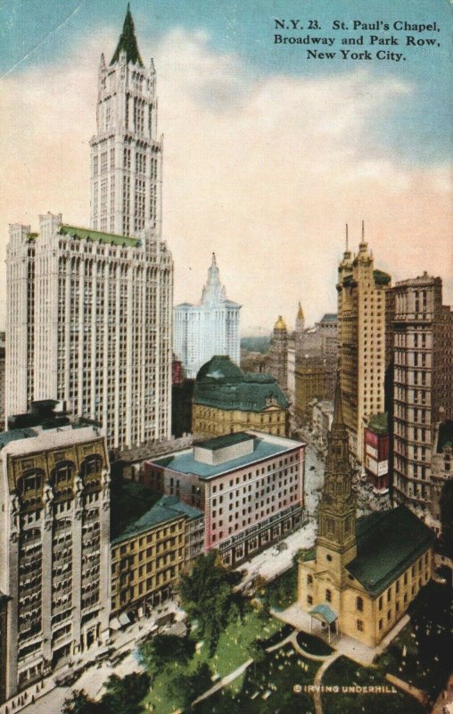 USA New York City St. Paul's Chapel Broadway Vintage Postcard 08.90