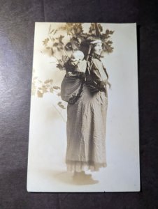 Mint USA Native American RPPC Postcard Portrait Woman with Baby