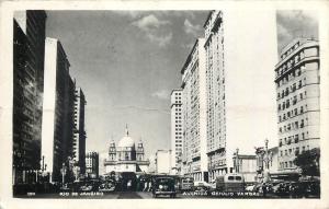 Brazil Rio de Janeiro avenida Getulio Vargas 1956 photo postcard to Cluj Romania