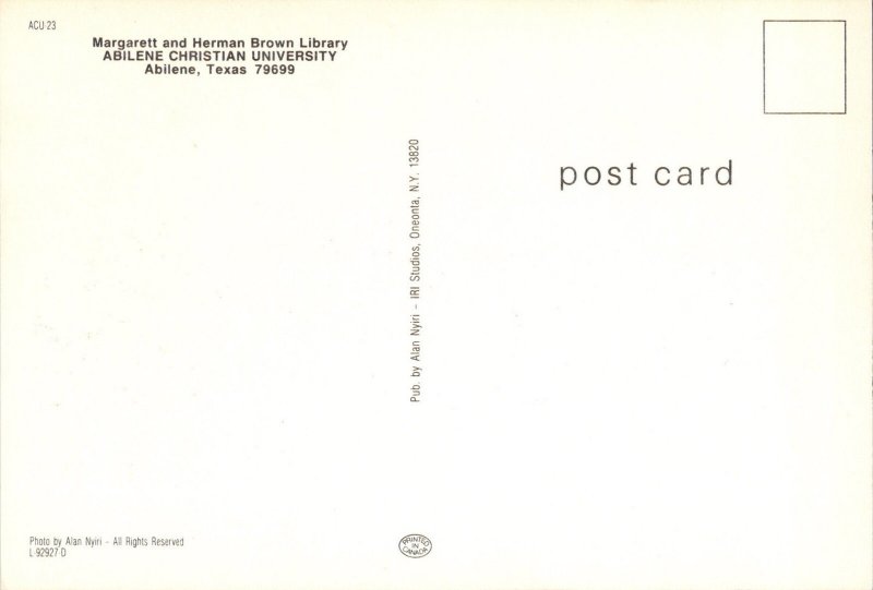 Brown Library ABILENE CHRISTIAN UNIVERSITY Abilene, Texas CE13