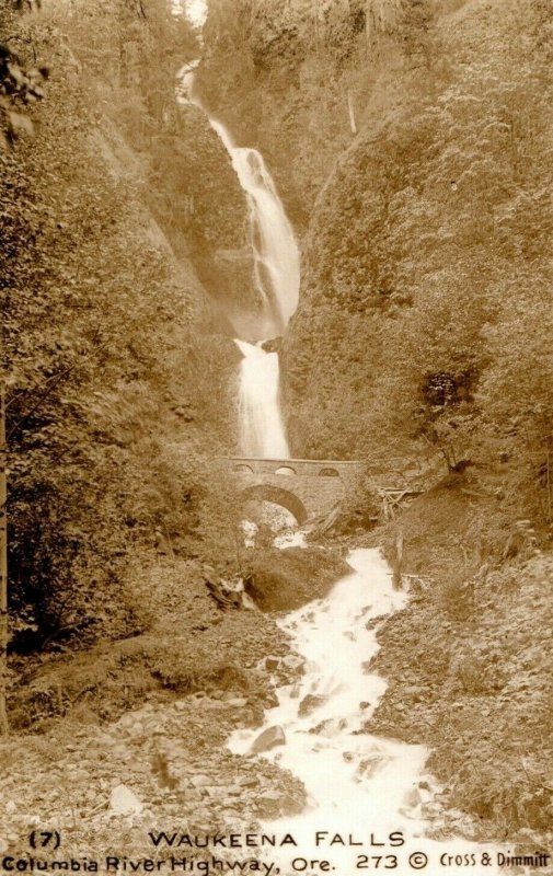 c. 1920 RPPC Waukeena Falls Columbia River Highway Postcard F91