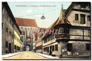 Postcard Old Rothenburs Klinggasse mit Erker Rathenburger