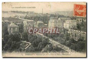 Old Postcard Epernay Champagne Illustree Panorama taken from the Tower of the...