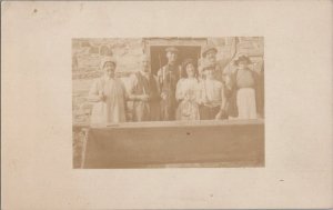 RPPC Americana  Postcard Farm Scene People Funny Faces Holding Sticks