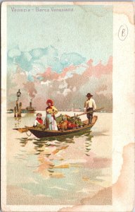 Italy Venezia Barca Veneziana Venice Vintage Postcard 03.19