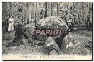 Postcard Old Megalith Dolmen Fougeres In The suspended drill or stone dolmen