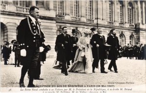 PC RECEPTION DU ROI DE NORWEGE A PARIS 1907 NORWEGIAN ROYALTY (a32441)