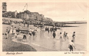 Vintage Postcard 1910s Hastings Beach Sussex England UK The Wyndham Series