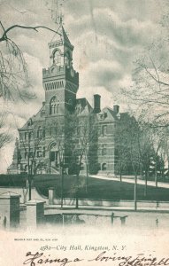 Kingston NY-New York, 1905 City Hall Government Office Building Vintage Postcard