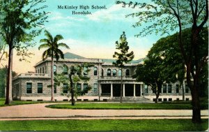 Postcard 1910s Honolulu HI Mckinley High School Hawaii South Seas Curio Q13