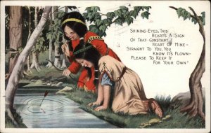 Native American Indian Kids Poem Comic Valentine? Pink Perfection Postcard #1