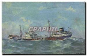 Old Postcard Petrolier heavy weather in the Mediterranean 5dessin Sebille) (b...