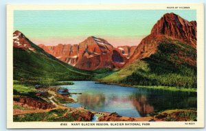 Montana Many Glacier National Park Region MT Vintage Linen Postcard E42