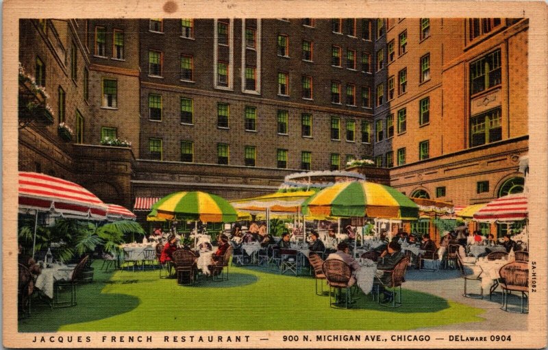 Jacques French Restaurant Chicago Illinois IL outdoor dining ~ POSTED 1937