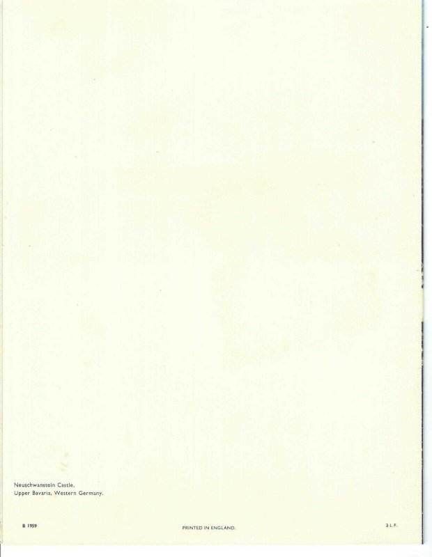 MK-064 UK Sylvania Cunard Cruise Ship Menu March 1966 Neuschwanstein Castle