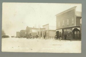 Sanborn MINNESOTA RP 1911 WINTER Snow MAIN STREET nr Lamberton Springfield