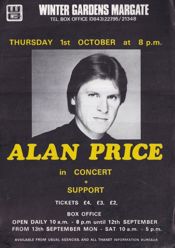 Alan Price of The Animals Live In Margate Kent Theatre Flyer