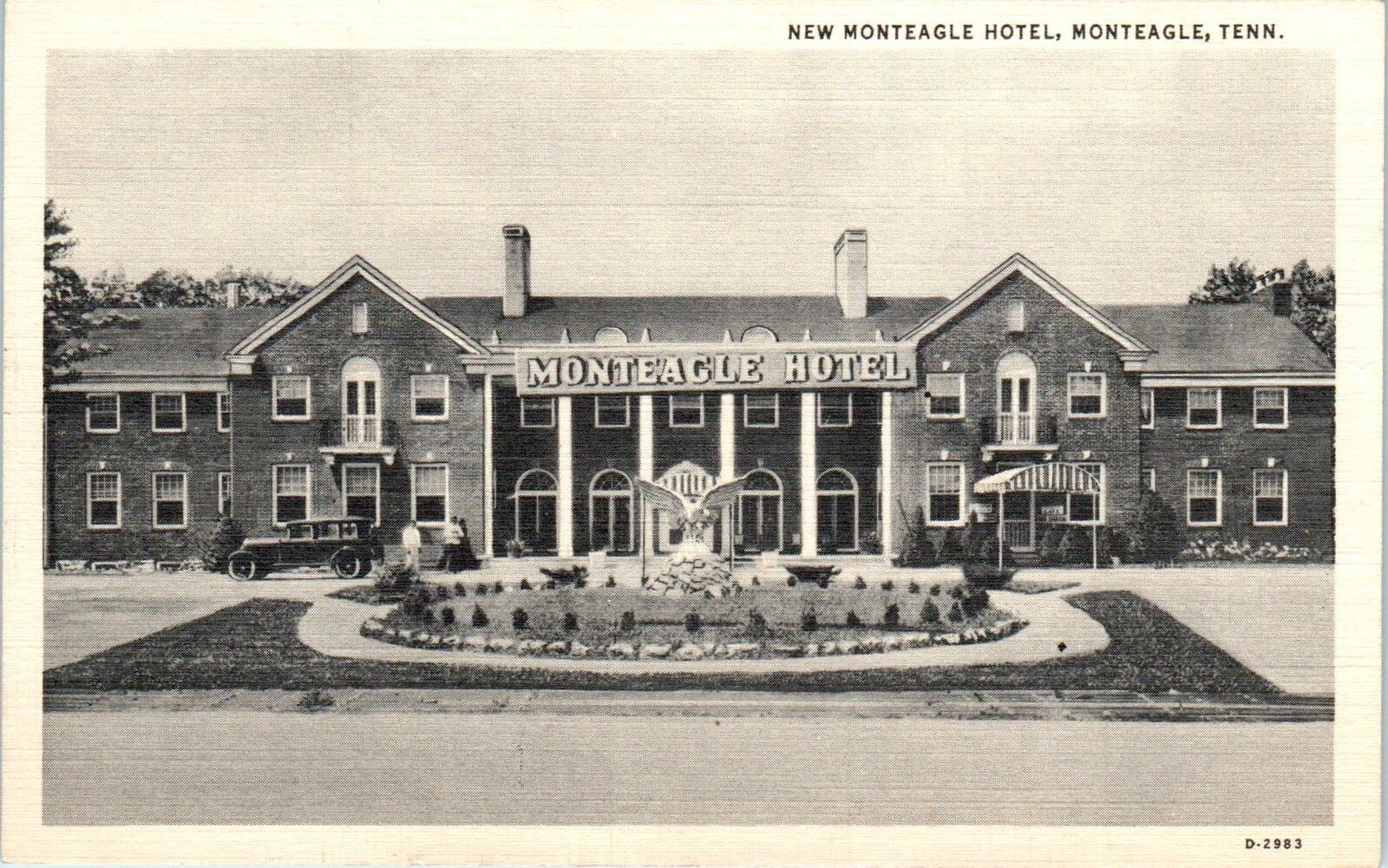 MONTEAGLE, TN Tennessee New MONTEAGLE HOTEL c1930s Car Linen Postcard